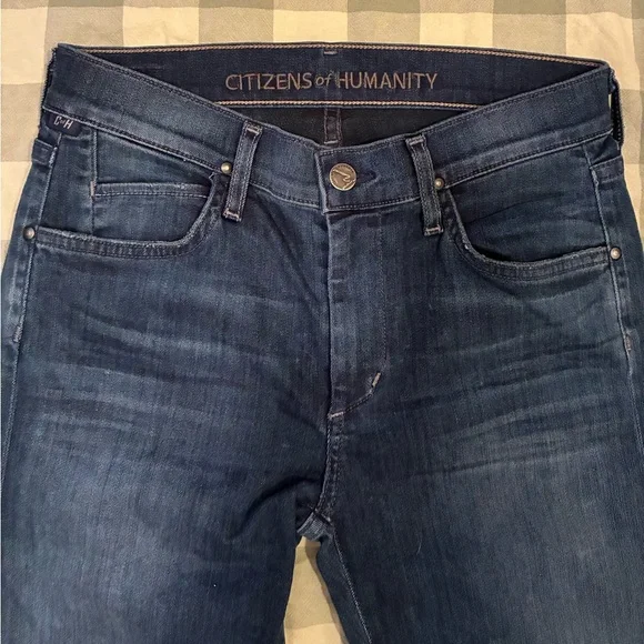 Citizens Of Humanity Slim Straight Leg Dark Wash Blue Jeans Denim Stretch 27 - Picture 3 of 7